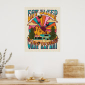Retro Eat Sleep Camp Herhalen Poster (Keuken)
