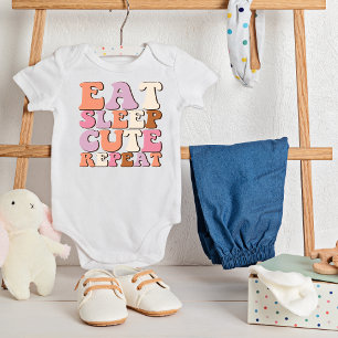 Retro Eat Sleep Cute Repeteer Baby odysuit Romper