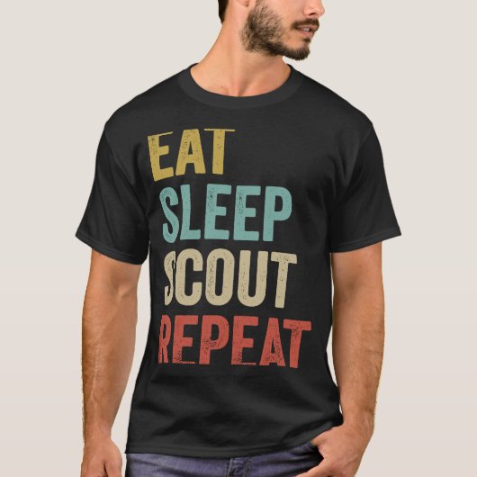 Retro Eat Sleep Scout Boy Scouting Leader T-shirt (Voorkant)