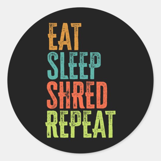 Retro Eat Sleep Shred Herhaal Snowboarden Surfen Ronde Sticker (Voorkant)