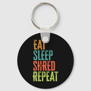 Retro Eat Sleep Shred Herhaal Snowboarden Surfen Sleutelhanger
