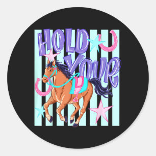 Retro Ed Hou Je Paard Ed Paardenliefhebber Ronde Sticker