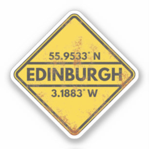 Retro Edinburgh Coördinaten Rusty Metal Sign Sticker