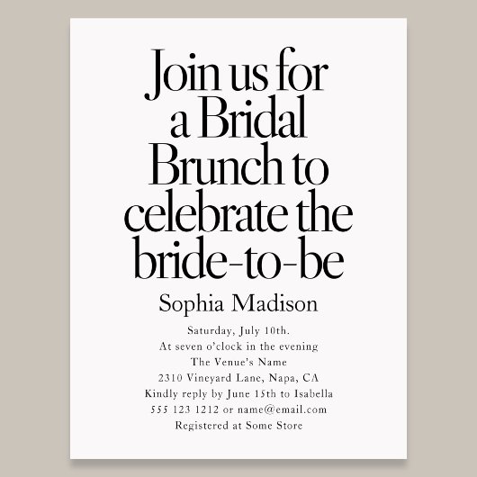 Retro Editorial Bold Bruidsfeest Brunch Uitnodiging Briefkaart