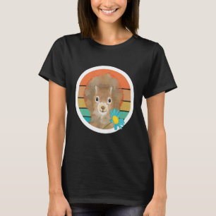 Retro eekhoorn met een bloem dames meisje t-shirt