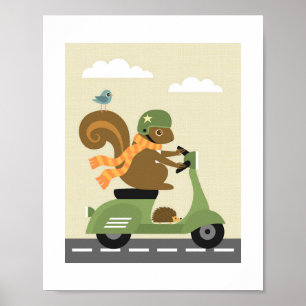 Retro Eekhoorn Poster Print