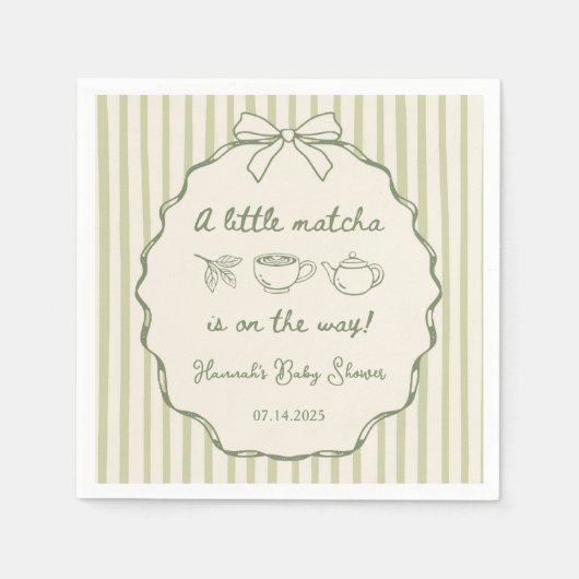 Retro Een beetje Matcha Tea Baby shower Servet (Voorkant)