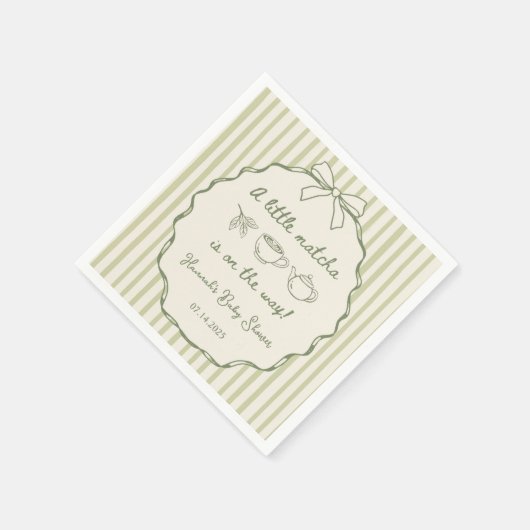Retro Een beetje Matcha Tea Baby shower Servet (Hoek)