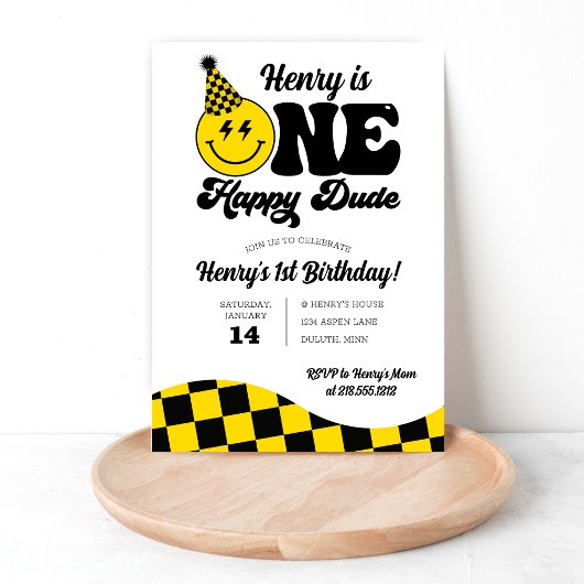 Retro Een Gelukkig Dude 1e Verjaardag Kaart