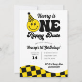 Retro Een Gelukkig Dude 1e Verjaardag Kaart (Voorkant)