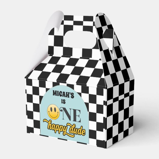 Retro Een Gelukkig Dude Verjaardagsfeestje Favor B Bedankdoosjes (Achterkant)