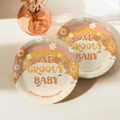 Retro één groovy baby verjaardag papieren bordje