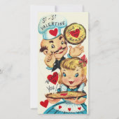 Retro Een Pizza Mijn Hart Aangepaste Valentijn Feestdagenkaart (Voorkant)