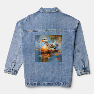 retro eend Pintail Duck Schattige eend Waterverf Denim Jacket