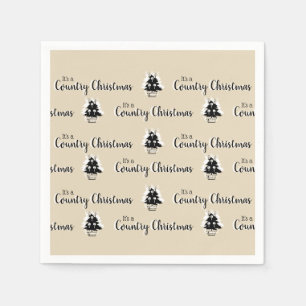 Retro Eenvoudig Beige Landelijk Kerstboom Patroon Servet