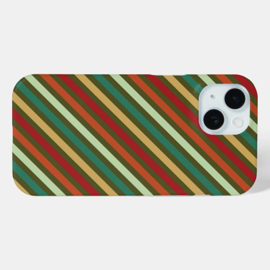 Retro Eenvoudig Rood Groen Diagonaal Streepjespatr Case-Mate iPhone Case (Achterkant (horizontaal))