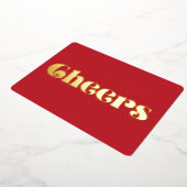 Retro  Eenvoudige Cheers Rood en Goud Folie Feestdagenkaart (Gedraaid)