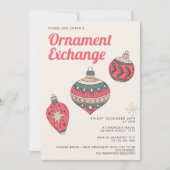 Retro Eenvoudige Kerst Ornament Exchange Party Kaart (Voorkant)