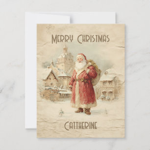 Retro Eenvoudige Vintage Kerstman Feestdagenkaart