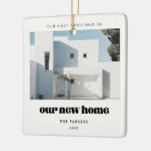 retro eerste kerst in ons nieuwe huis keramisch ornament (Links)