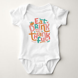 Retro eet Drink en ben dankbaar voor Happy Thanksg Romper