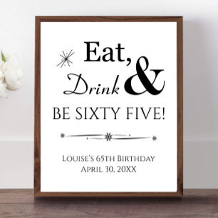 Retro Eet Drink Wordt Vijfenzestig 65e Verjaardag Poster