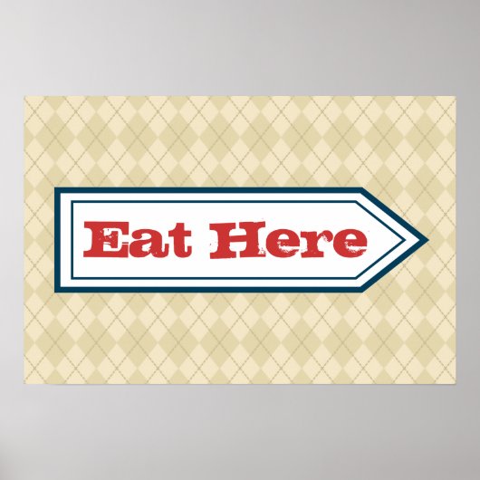 Retro Eet Hier Bord Poster (Voorkant)