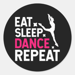Retro Eet Slaap Dans Herhaal Dansen Ronde Sticker
