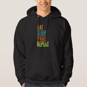 Retro Eet Slaap Padel Herhaal Racket Pop Tennis Bi Hoodie