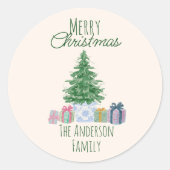 Retro Eigenzinnige Kleurrijke Kerstcadeaus Boom Ronde Sticker (Voorkant)