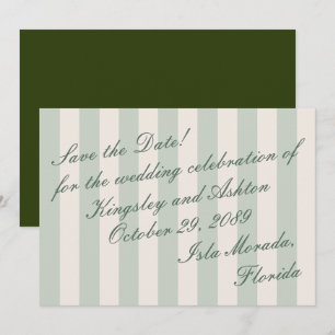 Retro Eiland Save the Date Luifel Streep Plat Kaar