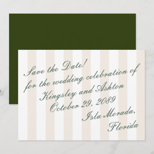 Retro Eiland Save the Date Luifel Streep Plat Kaar