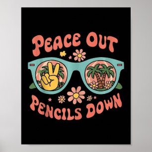 Retro einde schooljaar leraar zomer laatste dag t poster