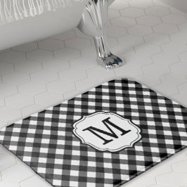 Retro Elagant Personalized Gingham Bath Mat