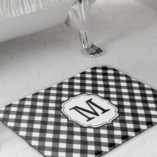 Retro Elagant Personalized Gingham Bath Mat