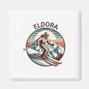 Retro  Eldora Colorado Ski Resort Winter SK Magneet