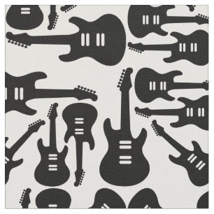 Retro Electric Guitars Black & White Music Thleed Stof