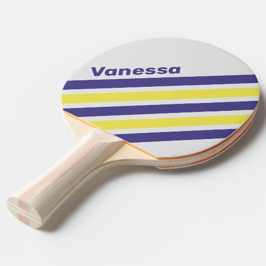 Retro Electric Lemon Grape Angled Stripe with Name Tafeltennisbatje (Voorkant Gekanteld)