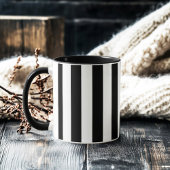 Retro Elegant Black and White Stripe Mok