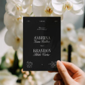 Retro Elegant Black & White Wedding Kaart