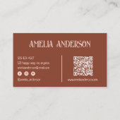 Retro Elegant Blush & Terracota Qr Code Visitekaartje (Achterkant)