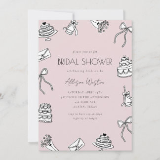 Retro Elegant Bridal Shower Invitation Kaart