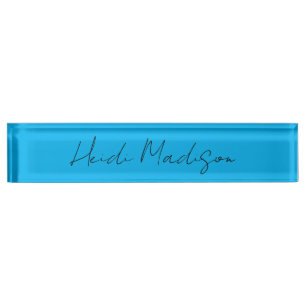 Retro Elegant Eenvoudige Deep Blue Kalligrafie Naambordje