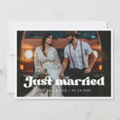 Rétro élégant Juste marié carte photo (Devant)