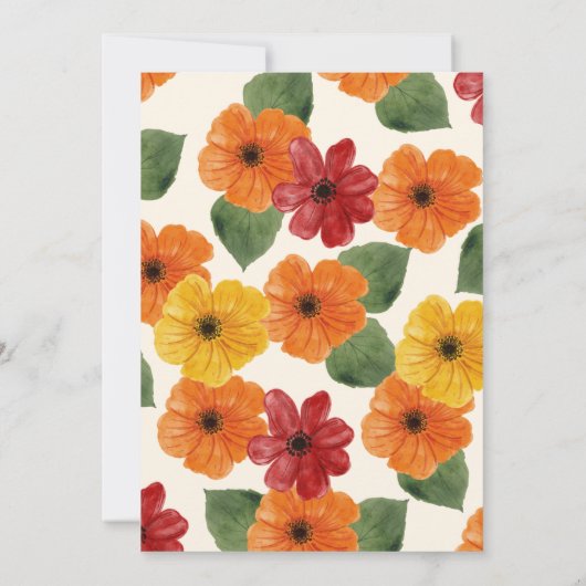 Retro Elegant Modern Bloemen Sinaasappel Kaart (Achterkant)