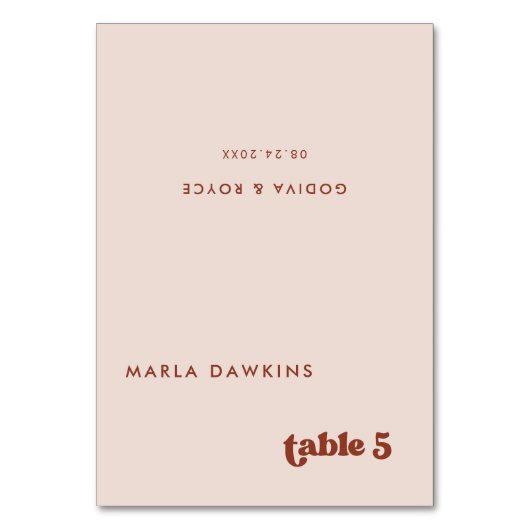 Retro élégant Peach Pink Mariage carte de place (Par défaut)