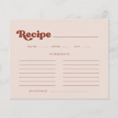 Retro élégant Peach rose Bridal carte de recette d (Devant)