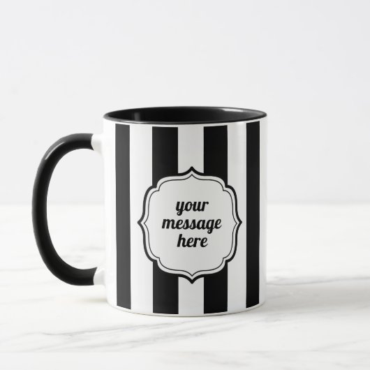 Retro Elegant Personalized Black and White Stripe Mok (Links)