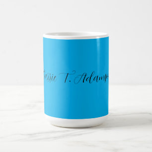 Retro Elegant Plain Sky Blue Calligrafie Naam Koffiemok