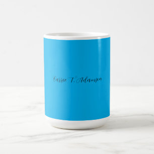 Retro Elegant Plain Sky Blue Calligrafie Naam Koffiemok